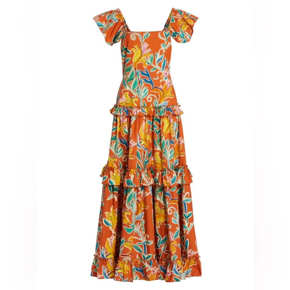 La Doublej Scarlett Floral Tiered Maxi Dress In Lily